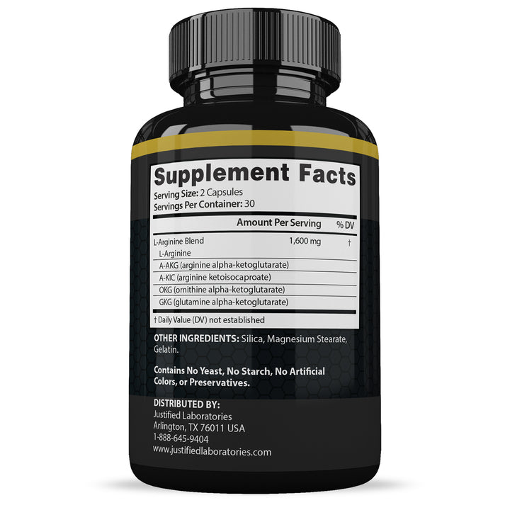 Supplement facts of Vigor Now Max Men’s Health Supplement 1600mg