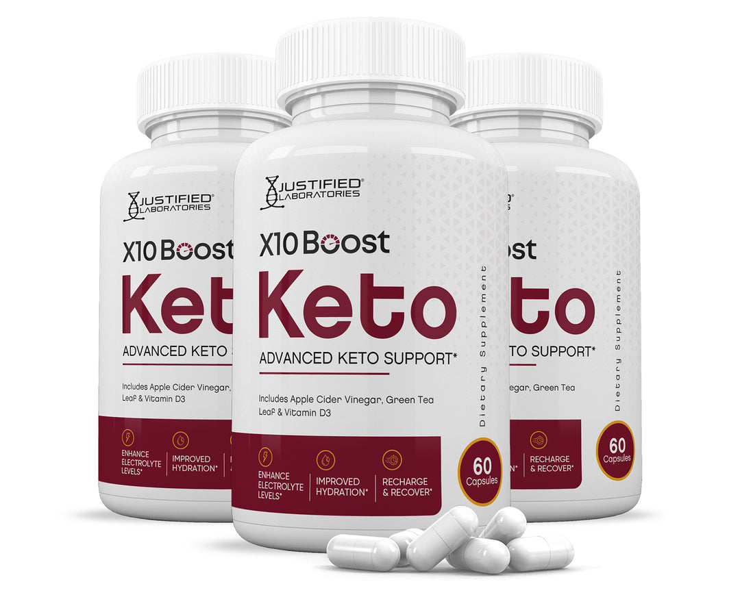 3 Bottles of X10 Boost Keto ACV Pills 1275MG