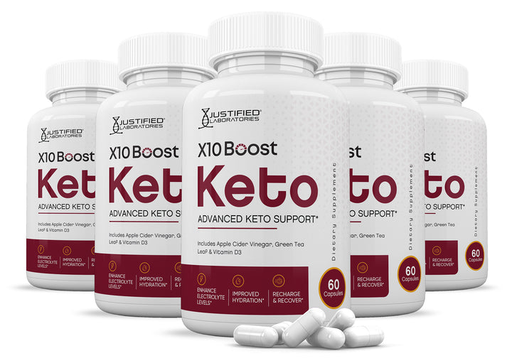 5 Bottles  of X10 Boost Keto ACV Pills 1275MG