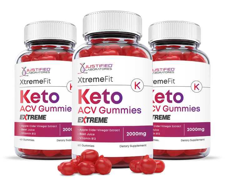 3 Bottles 2 x Stronger Xtreme Fit Keto ACV Gummies Extreme 2000mg