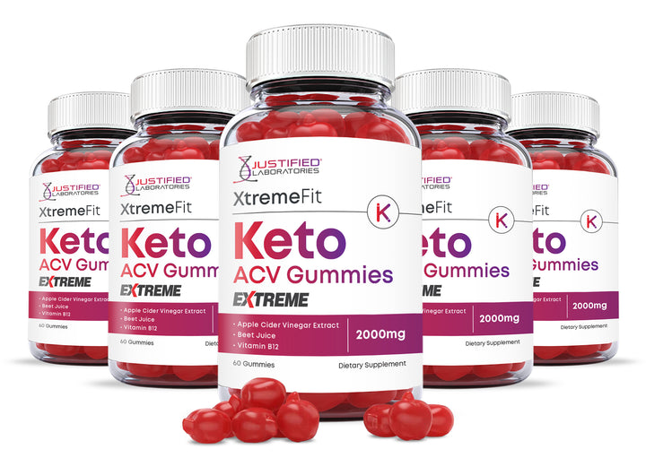 5 Bottles of 2 x Stronger Xtreme Fit Keto ACV Gummies Extreme 2000mg