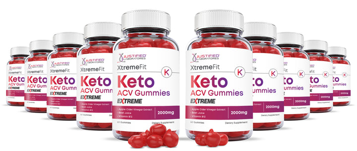 10 Bottles of 2 x Stronger Xtreme Fit Keto ACV Gummies Extreme 2000mg