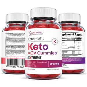 All sides of the bottle of 2 x Stronger Xtreme Fit Keto ACV Gummies Extreme 2000mg