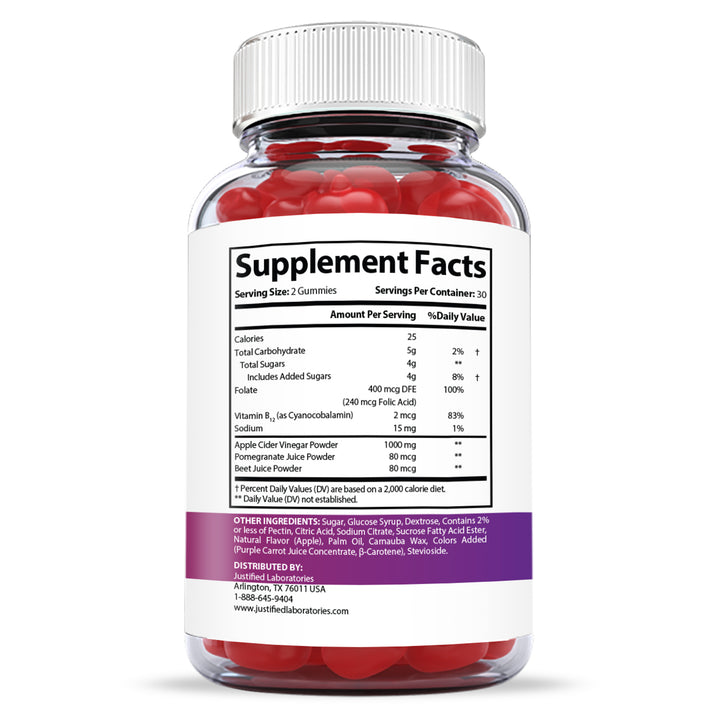 Supplement Facts of Xtreme Fit Keto ACV Gummies 1000MG