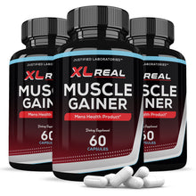 Cargar imagen en el visor de la Galería, 3 bottles of XL Real Muscle Gainer Men’s Health Supplement 1484mg