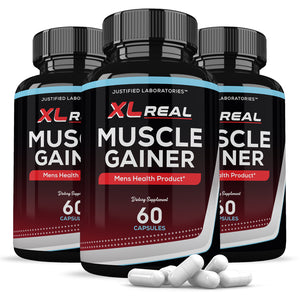 3 bottles of XL Real Muscle Gainer Men’s Health Supplement 1484mg
