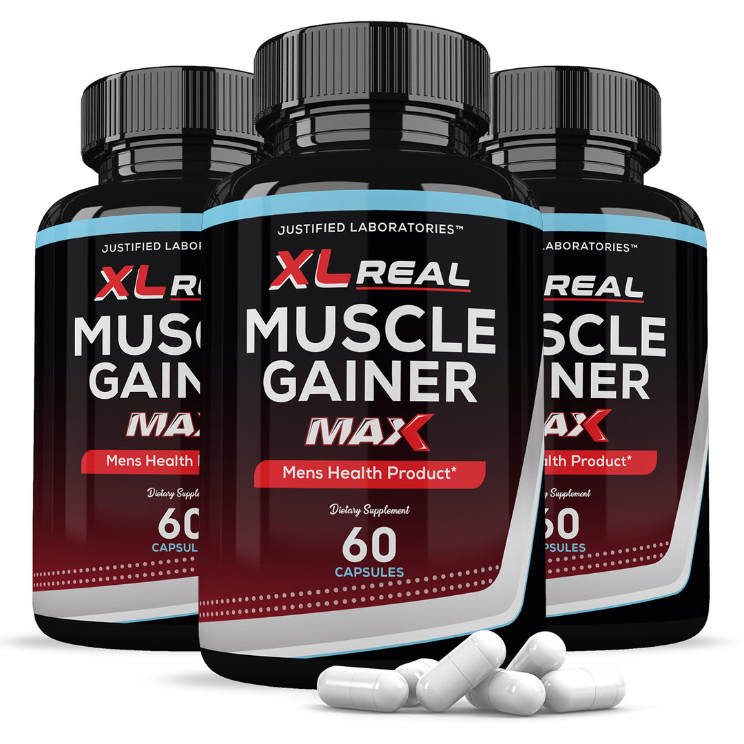 3 bottles of XL Real Muscle Gainer Max Men’s Health Supplement 1600mg