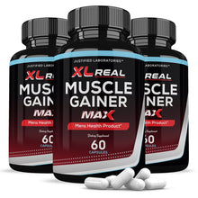 Cargar imagen en el visor de la Galería, 3 bottles of XL Real Muscle Gainer Max Men’s Health Supplement 1600mg