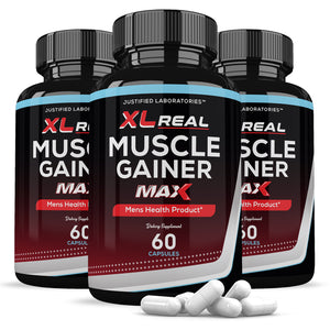 3 bottles of XL Real Muscle Gainer Max Men’s Health Supplement 1600mg