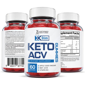 All sides of bottle of the X Slim Keto ACV Gummies