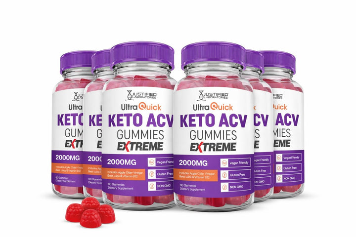 6 Bottles 2 x Stronger Ultra Quick Keto ACV Gummies Extreme 2000mg