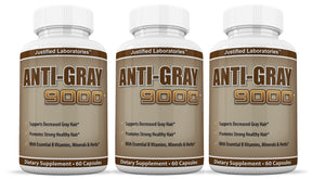 3 bottles of Anti Gray Hair 9000 Assist In Restoring Natural Hair Color and Helps Reduce Gray Hair 60 Capsules