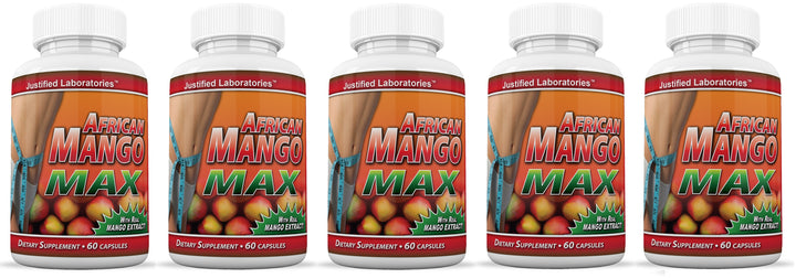 5 bottles of African Mango Max 1200 mg Extract Irvingia Gabonensis All Natural 60 Capsules