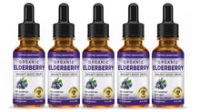 Load image into Gallery viewer, 5 bottles of Organic Elderberry Drops Liquid Extract Daily Immune System Support 250MG Sambucus Nigra for Kids &amp; Adults