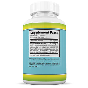 Supplement Facts of Colon Cleanse 1800 Max Detox Cleanse All Natural with Acai Fruit and Fennel Seeds 60 Capsules