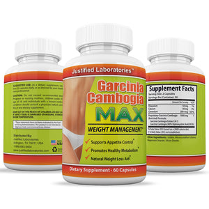 All sides of bottle of the Garcinia Cambogia Max 60% HCA 60 Capsules