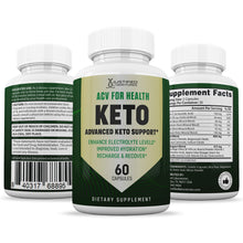 Cargar imagen en el visor de la Galería, All sides of bottle of the ACV For Health Keto ACV Pills 1275MG