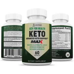 All sides of bottle of the ACV For Health Keto ACV Max Pills 1675MG