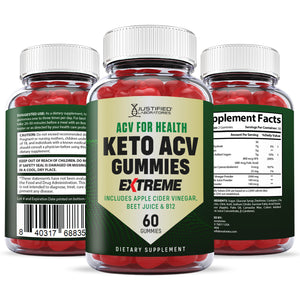 All sides of the bottle of the 2 x Stronger ACV For Health Keto Extreme ACV Gummies 2000mg