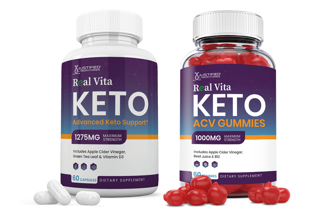 1 bottle Real Vita Keto ACV Gummies + Keto Pills Bundle