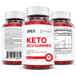 All sides of the bottle of Apex ACV Keto Gummies