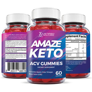 All sides of the bottle of Amaze ACV Keto Gummies