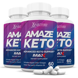 3 bottles of Amaze Keto ACV Max Pills 1675MG