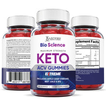 Cargar imagen en el visor de la Galería, All sides of the bottle of the 2 x Stronger Bio Science Extreme Keto ACV Gummies 2000mg