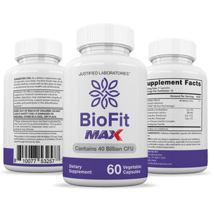 All sides of bottle of the 3 X Stronger Biofit Max Probiotic 40 Billion CFU Supplement for Men and Women