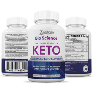 All sides of bottle of the Bio Science Keto ACV Pills 1275MG