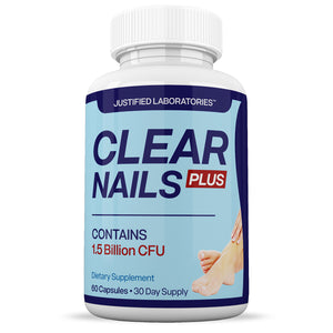 Front facing image of Clear Nails Plus 1.5 Billion CFU Probiotic Pills