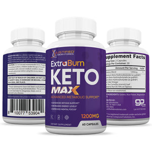All sides of bottle of the Extra Burn Keto Max 1200MG