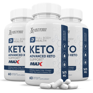 3 bottles of Full Body Health Keto ACV Max Pills 1675MG