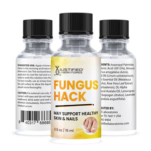 All sides of bottle of the Fungus Hack Nail Serum