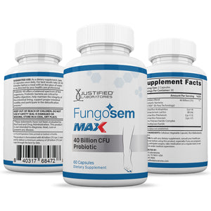 All sides of bottle of the 3 X Stronger Fungosem Max 40 Billion CFU Pills
