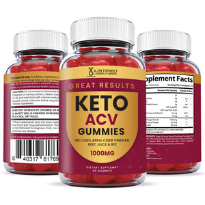 All sides of bottle of the Great Results Keto ACV Gummies