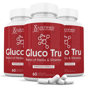 3 bottles of Gluco Tru Premium Formula 688MG