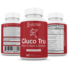 Afbeelding in Gallery-weergave laden, All sides of bottle of the Gluco Tru Premium Formula 688MG