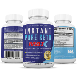 All sides of bottle of the Instant Keto Max 1200MG