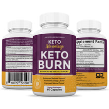 Load image into Gallery viewer, All sides of bottle of the Keto Advantage Keto Burn Advanced 800mg