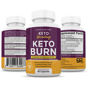 All sides of bottle of the Keto Advantage Keto Burn Advanced 800mg