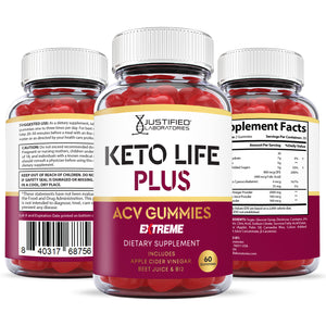 All sides of bottle of the 2 x Stronger Keto Life Plus Extreme ACV Gummies 2000mg