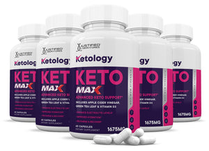 5 bottles of Ketology ACV Keto Max Pills 1675MG