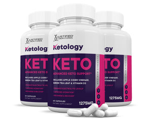 3 bottles of Ketology ACV Keto Pills 1275MG 