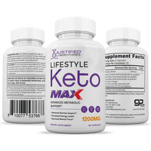Load image into Gallery viewer, All sides of bottle of the Lifestyle Keto Max 1200MG Pills