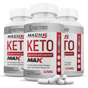 3 bottles of Mach 5 Keto ACV Max Pills 1675MG