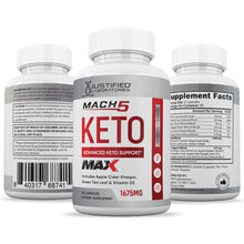 Cargar imagen en el visor de la Galería, All sides of bottle of the Mach 5 Keto ACV Max Pills 1675MG