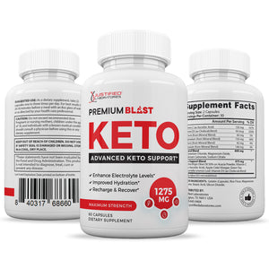 All sides of bottle of the Premium Blast Keto ACV Pills 1275MG