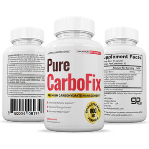 All sides of bottle of the Pure Carbo Fix for Men Women 60 Capsules