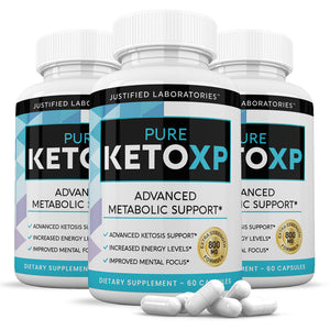 3 bottles of Pure Keto XP Ketogenic Supplement Includes goBHB Exogenous Ketones Ketosis Support for Men Women 60 Capsules